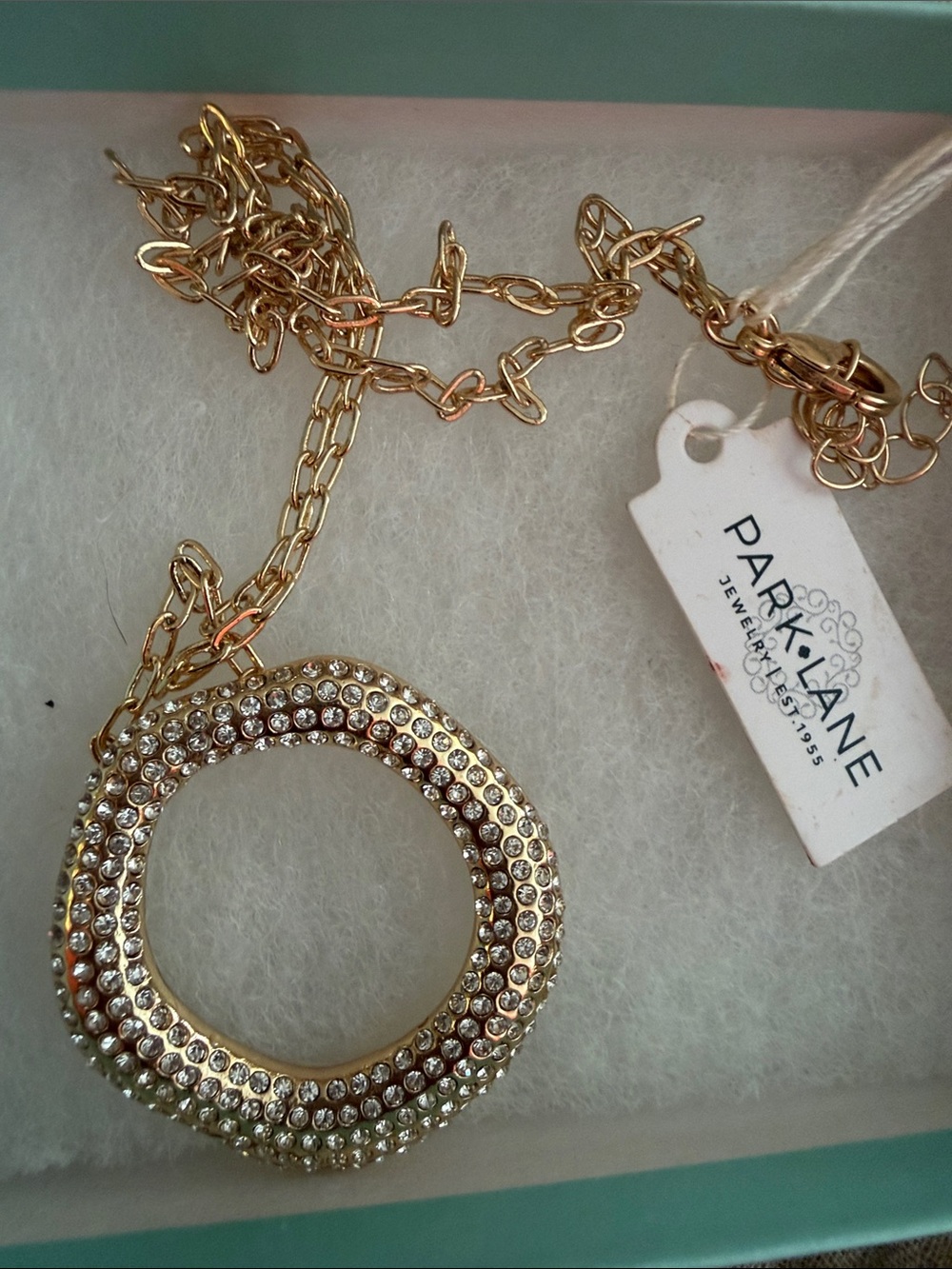 Park Lane Gold-Tone Crystal Circle Pendant Necklace